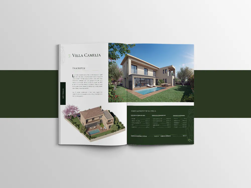 Double page du livret Canto Cigalo consacrée à la Villa Camelia