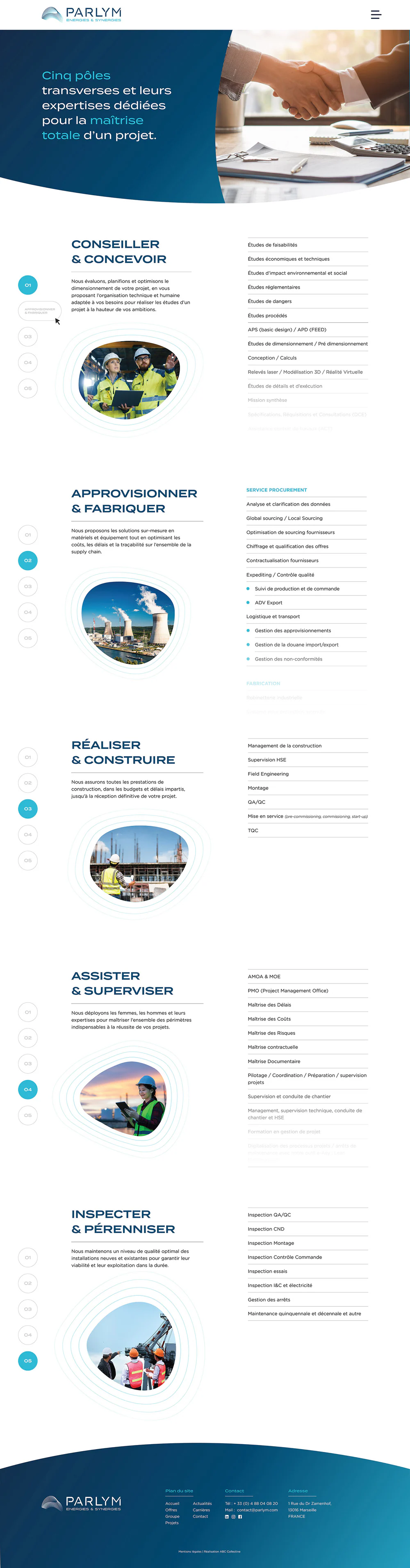 Maquette desktop du site Parlym, page des expertises