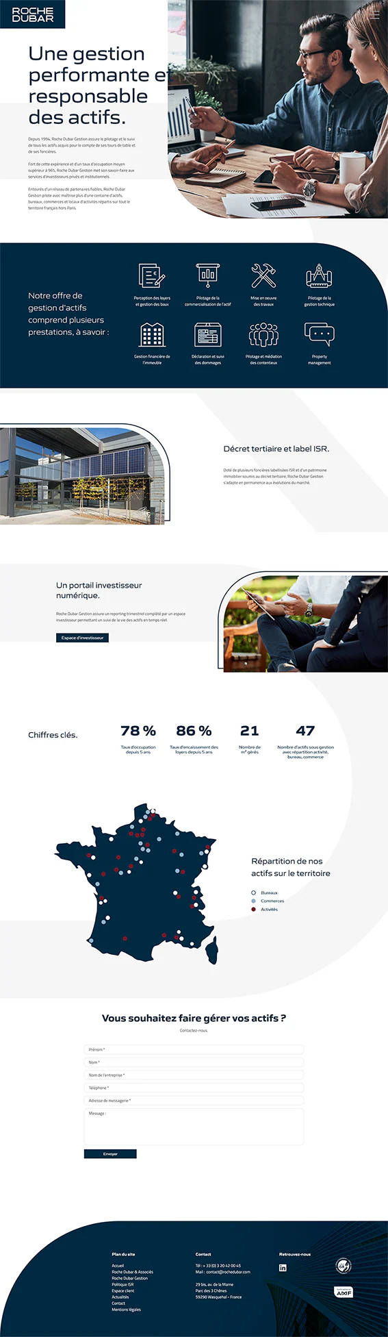 Maquette Roche Dubar, page R&D Gestion