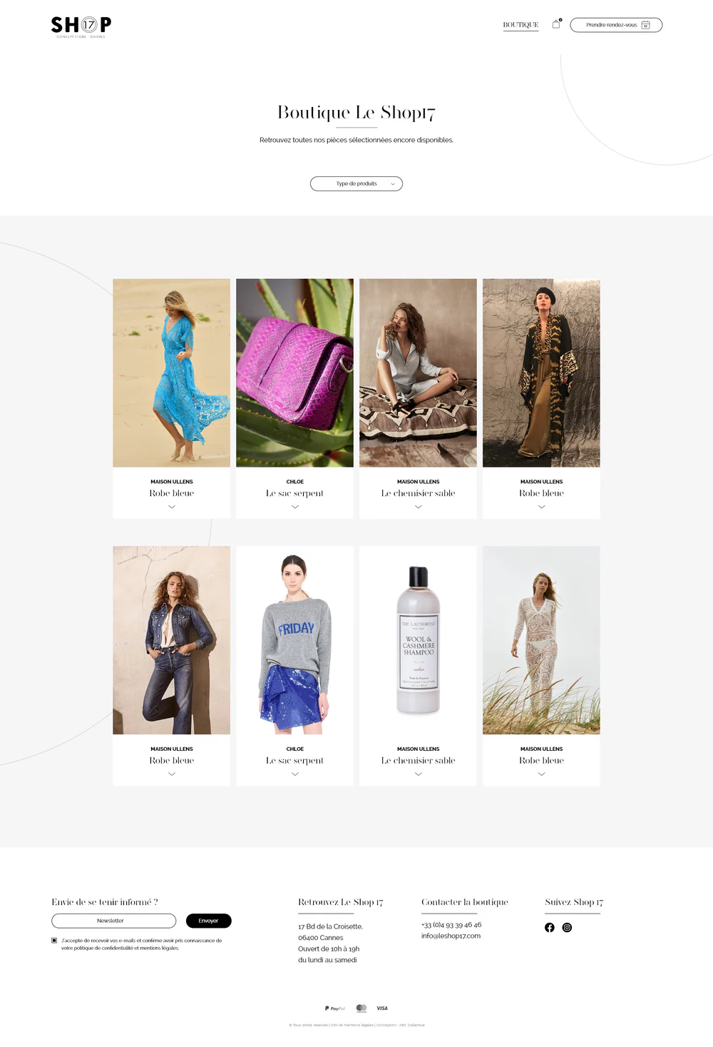 Maquette desktop Shop 17, page boutique