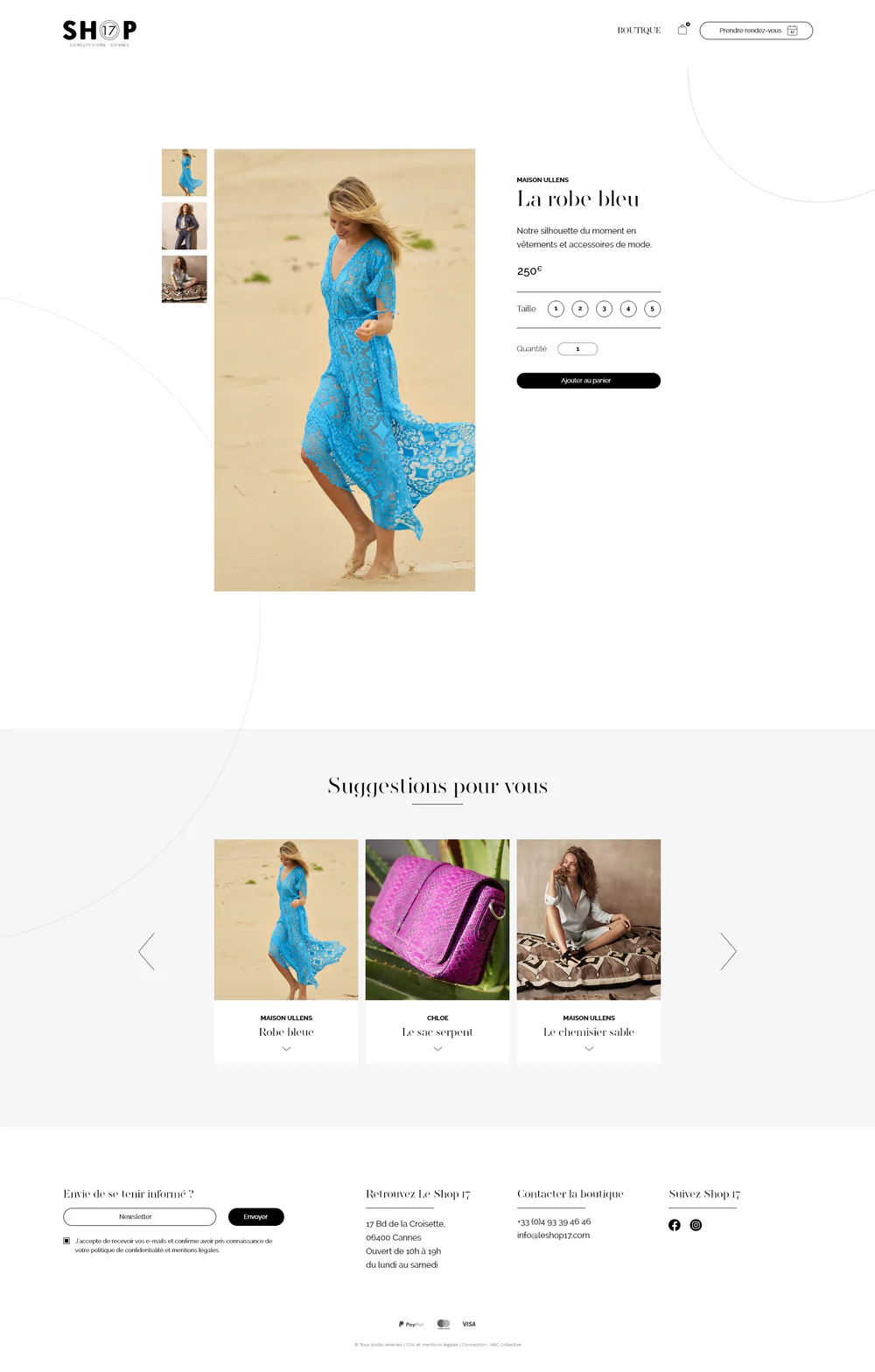 Maquette desktop Shop 17, fiche produit