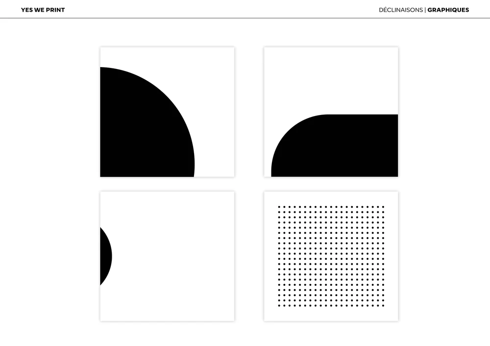 Page déclinaisons graphiques de la charte Yes We Print