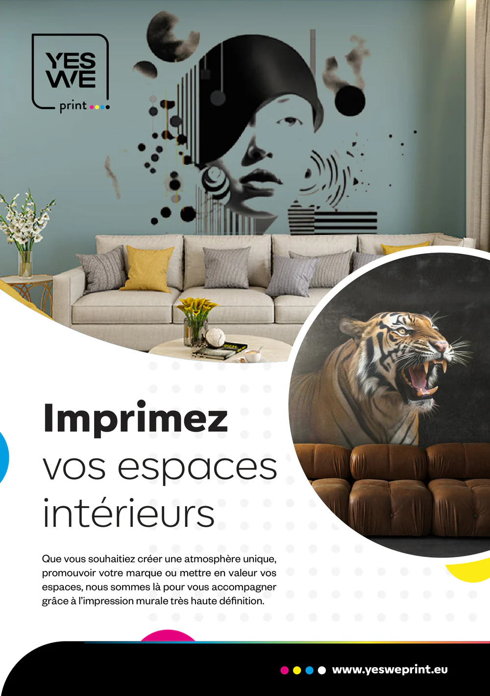 Flyer Yes We Print, recto : imprimez vos espaces intérieurs